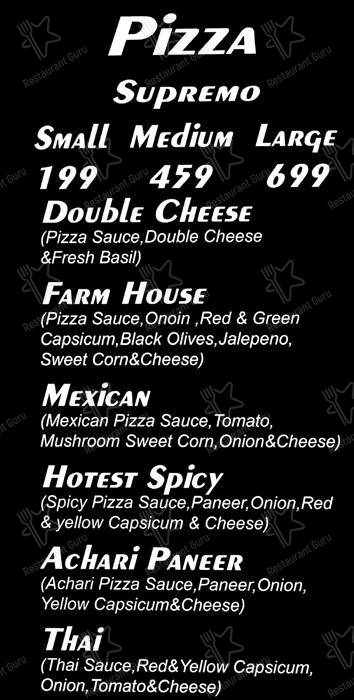 The Pizza Stone menu