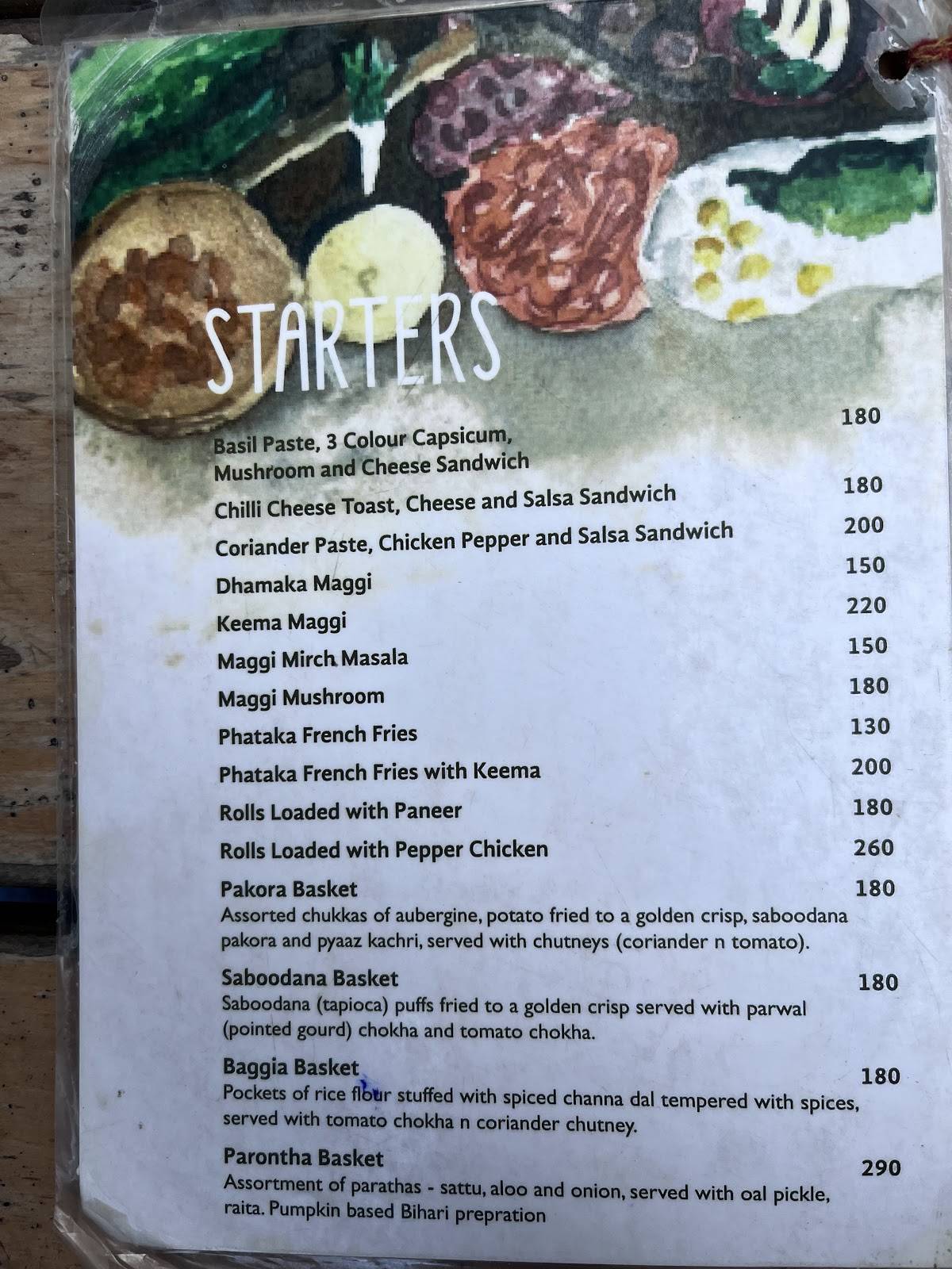 The Pot Belly menu