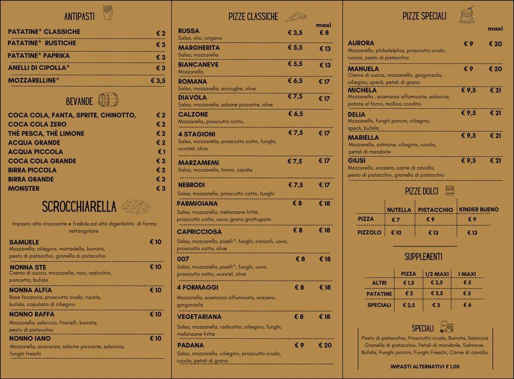 Menu di Tinè Pizza Factory 