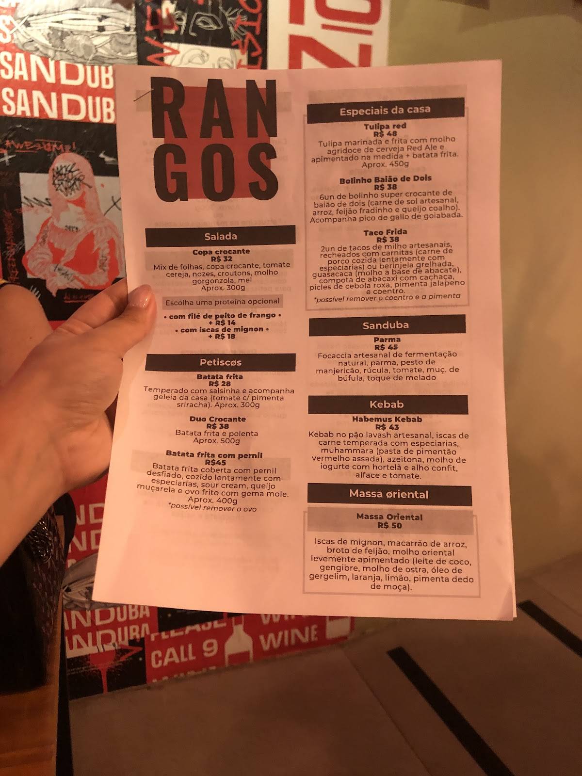 Tondí Massa e Bar cardápio