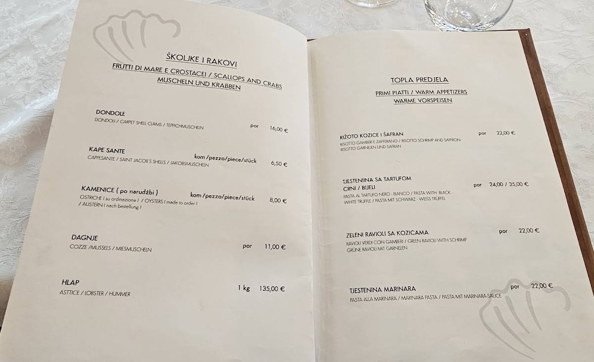 Menu di Restaurant Toni 
