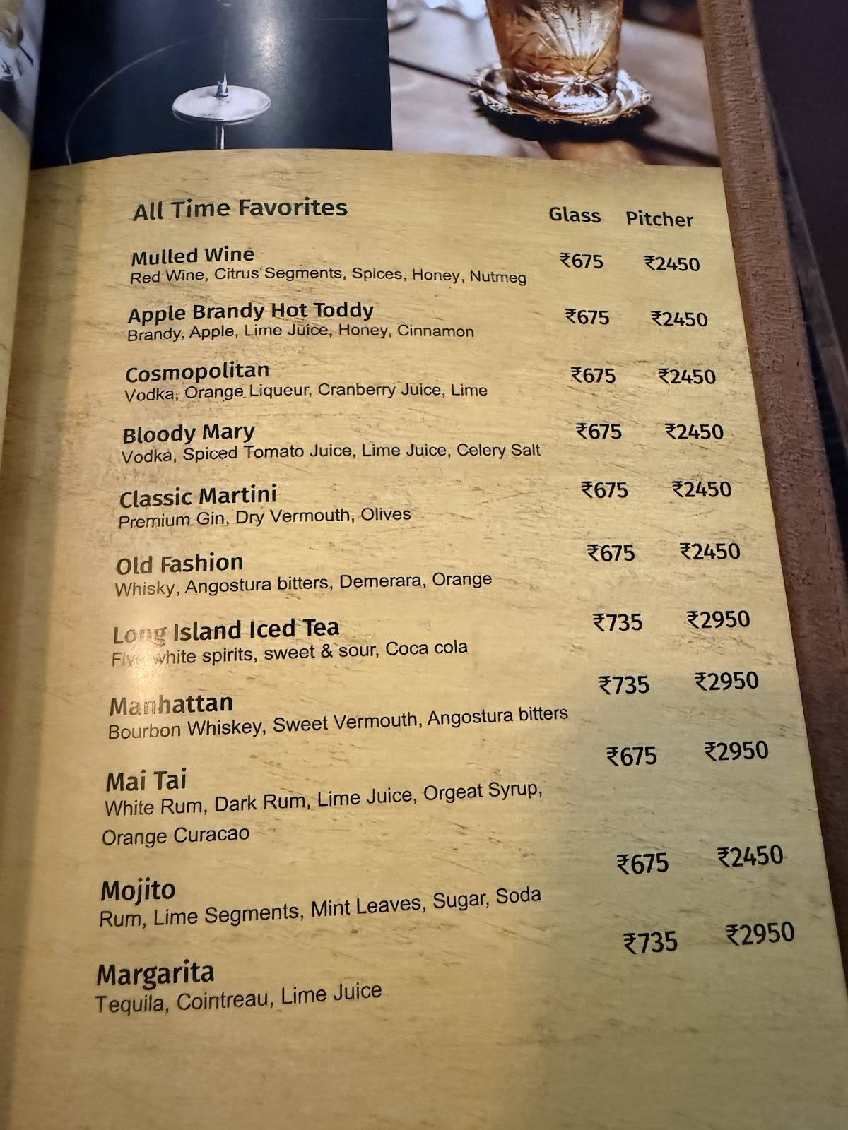 Toscano menu