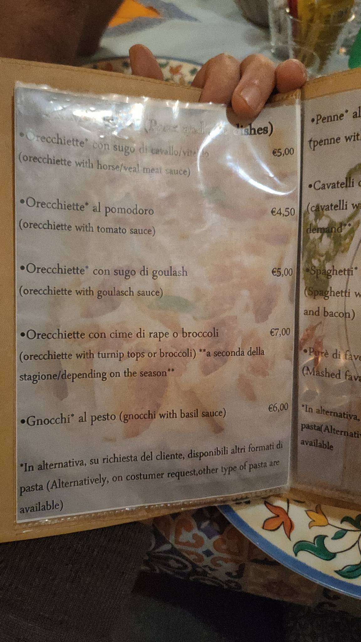 Menu di Trattoria Caffe Da Maometto 