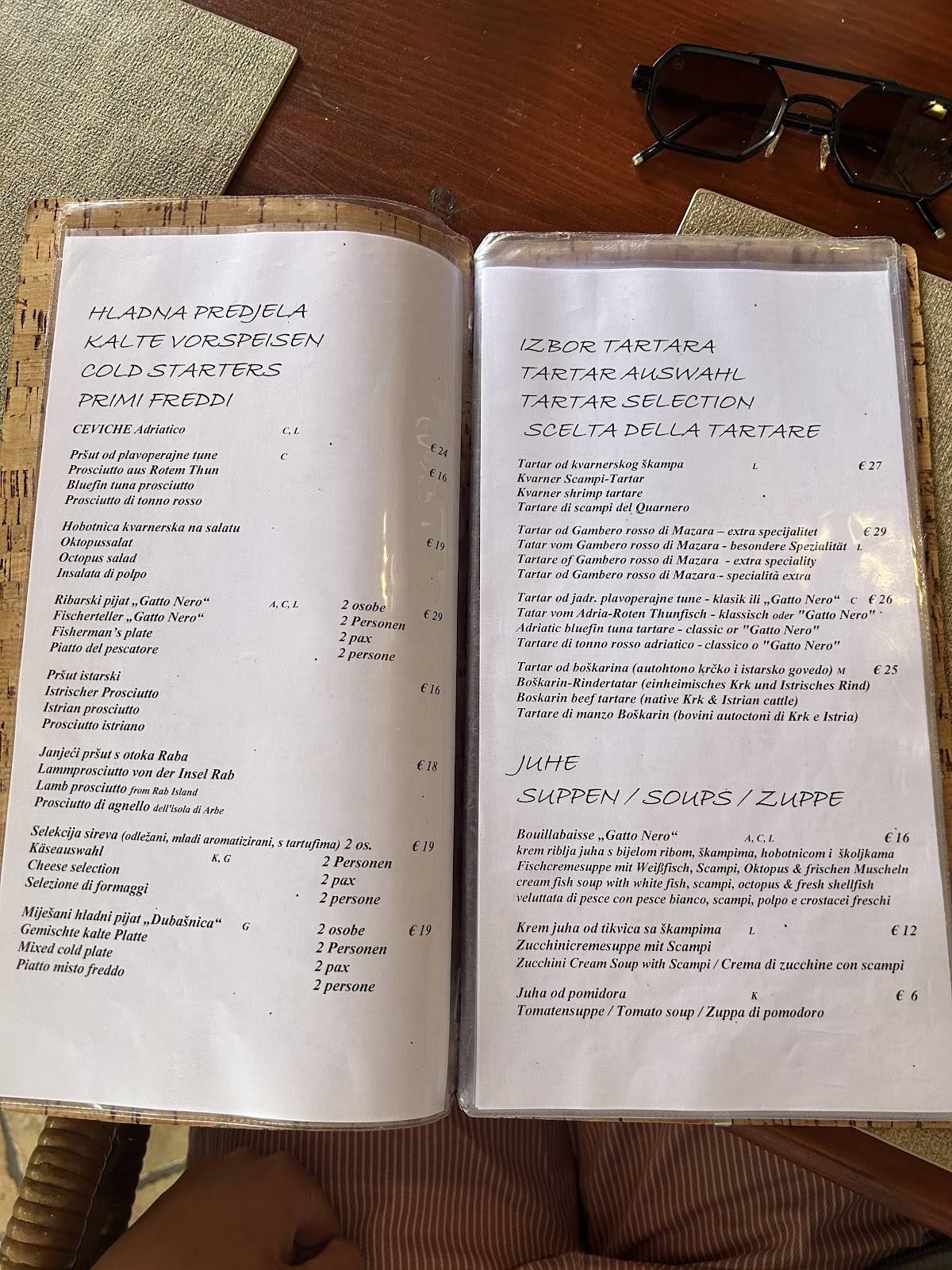 Menu di Restaurant Trattoria Gatto Nero, Malinska 