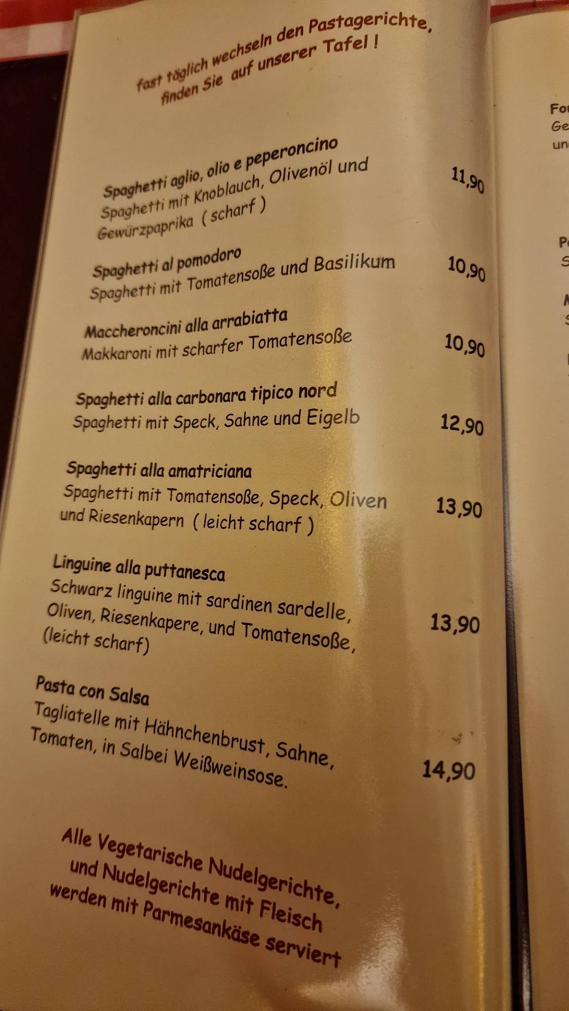 Trattoria Pane E Vino Friedrich Ebert Straße Potsdam Speisekarte von Trattoria Pane e Vino restaurant, Potsdam