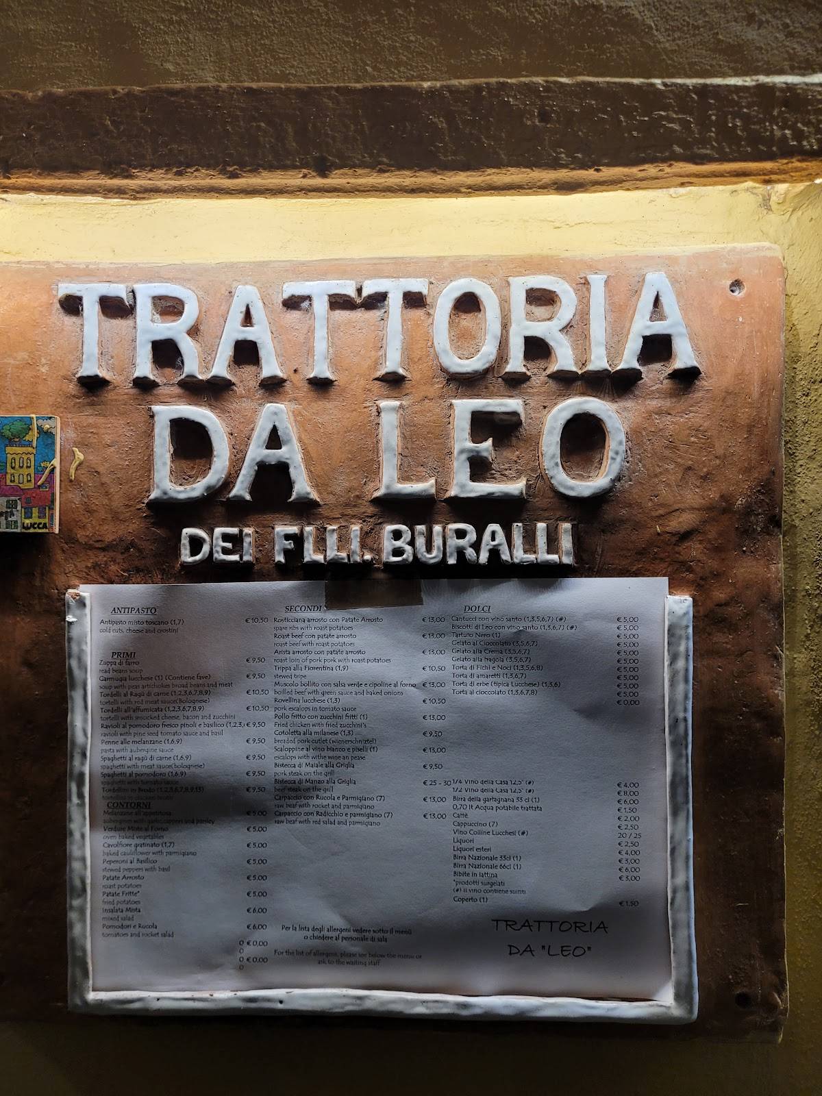 Menu di Trattoria da Leo 
