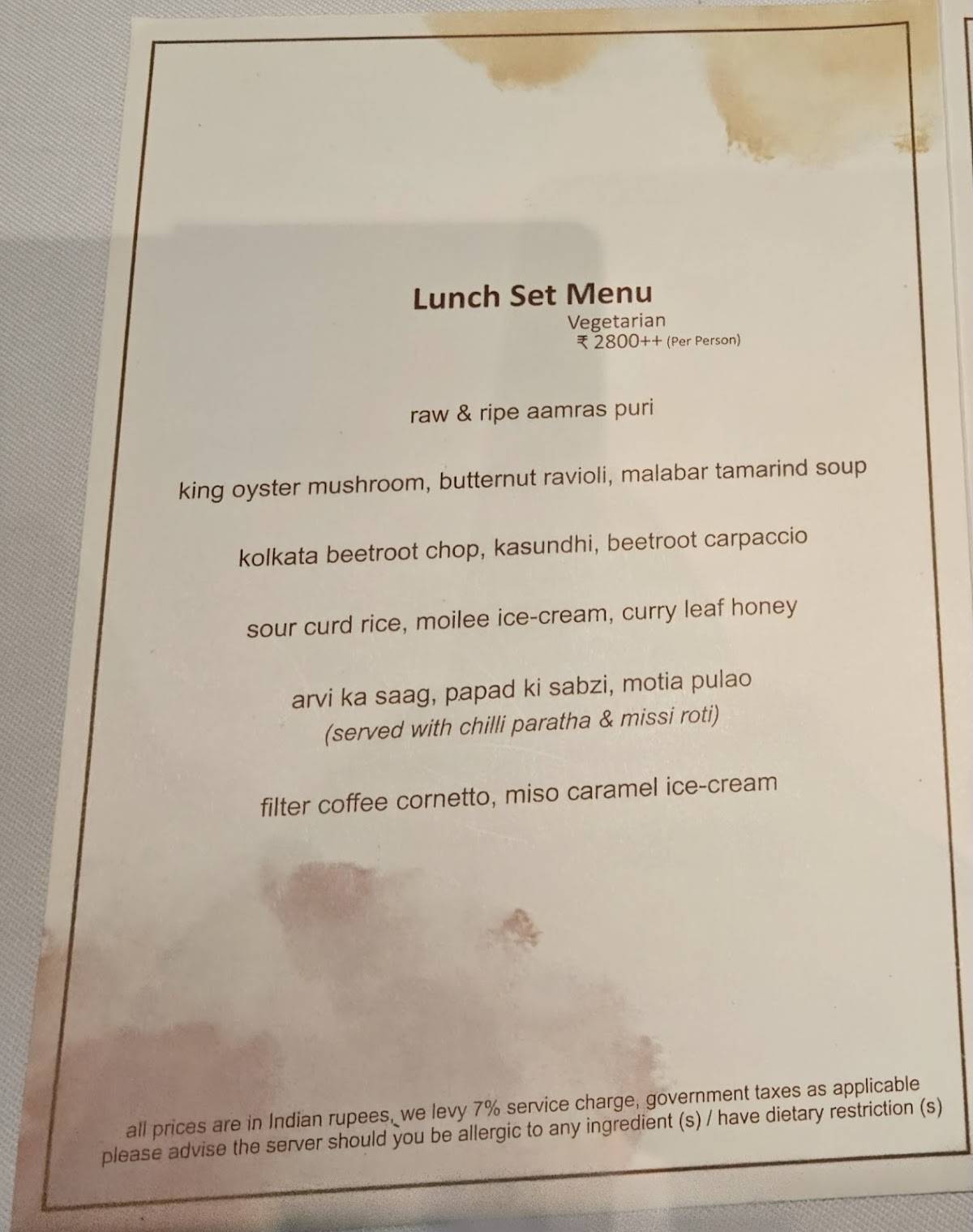 Trèsind Mumbai menu