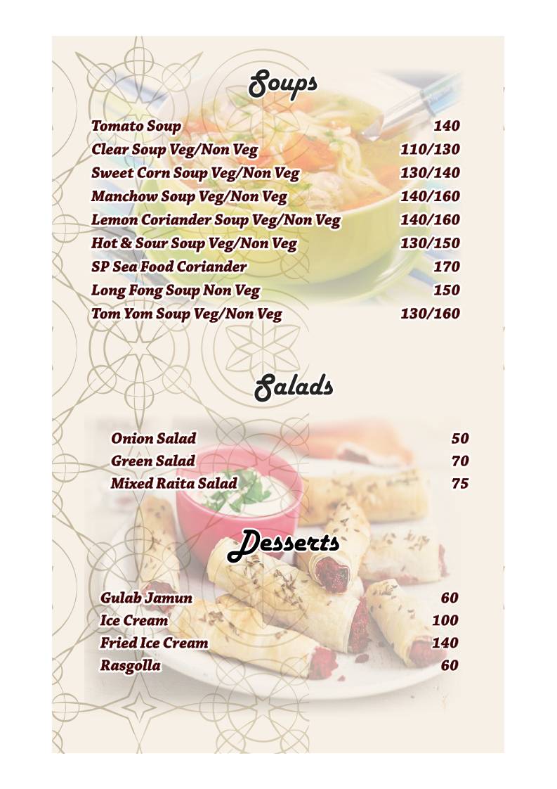 Trio- The Family Restaurant menu