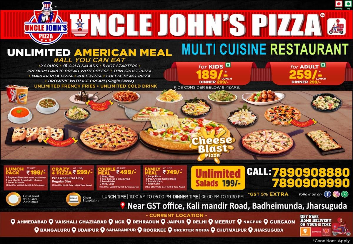 UNCLE JOHNS PIZZA menu