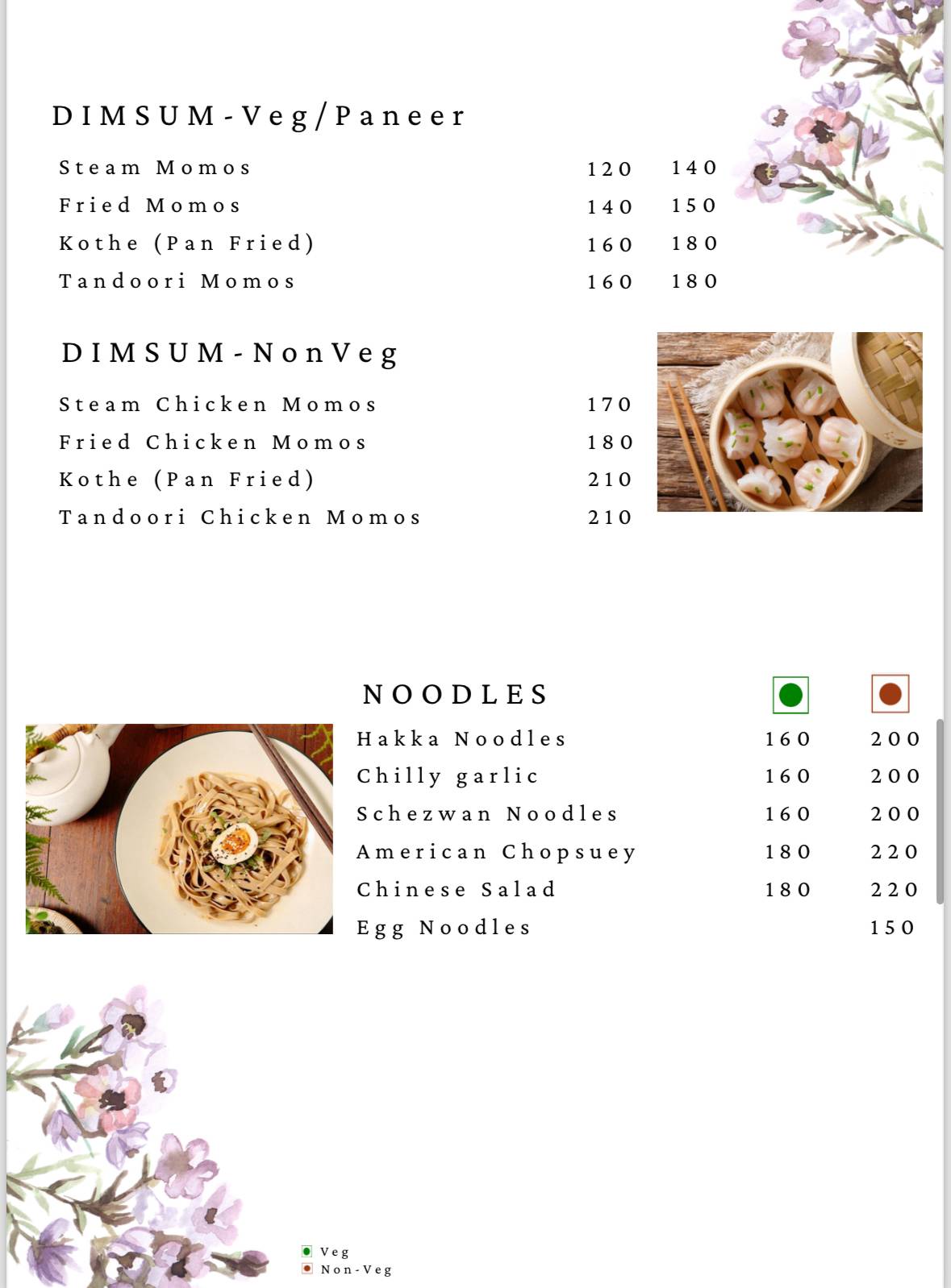 White Orchid Cafe and Restaurant menu