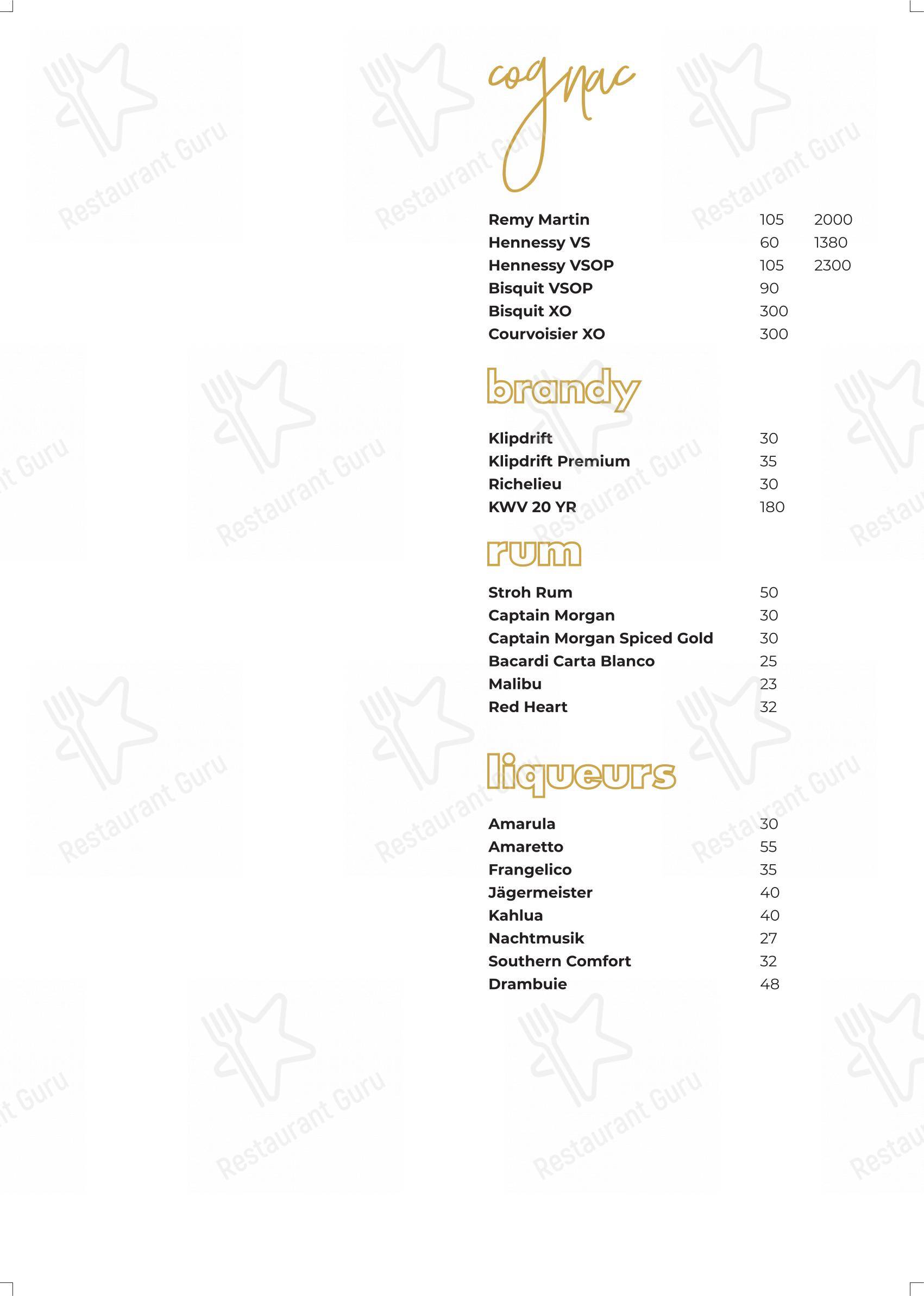 Menu at Wood & Fire restaurant, Pretoria, Veale St