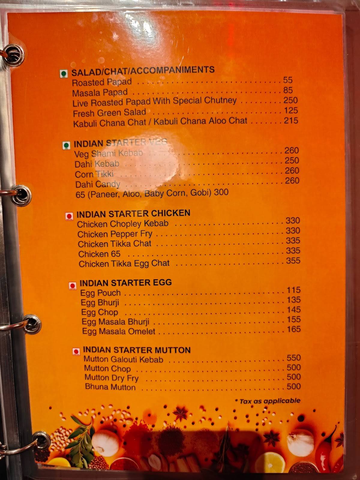 Yum Chinese menu