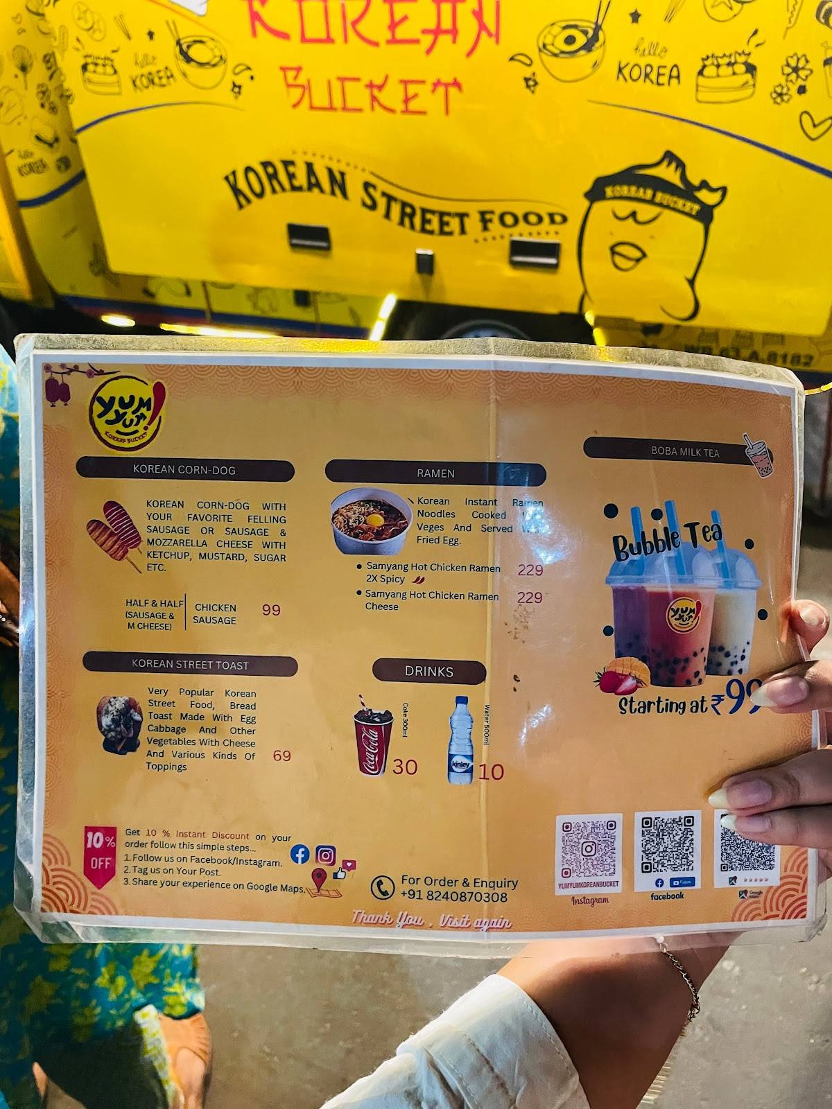 Yum Yum Korean Bucket menu