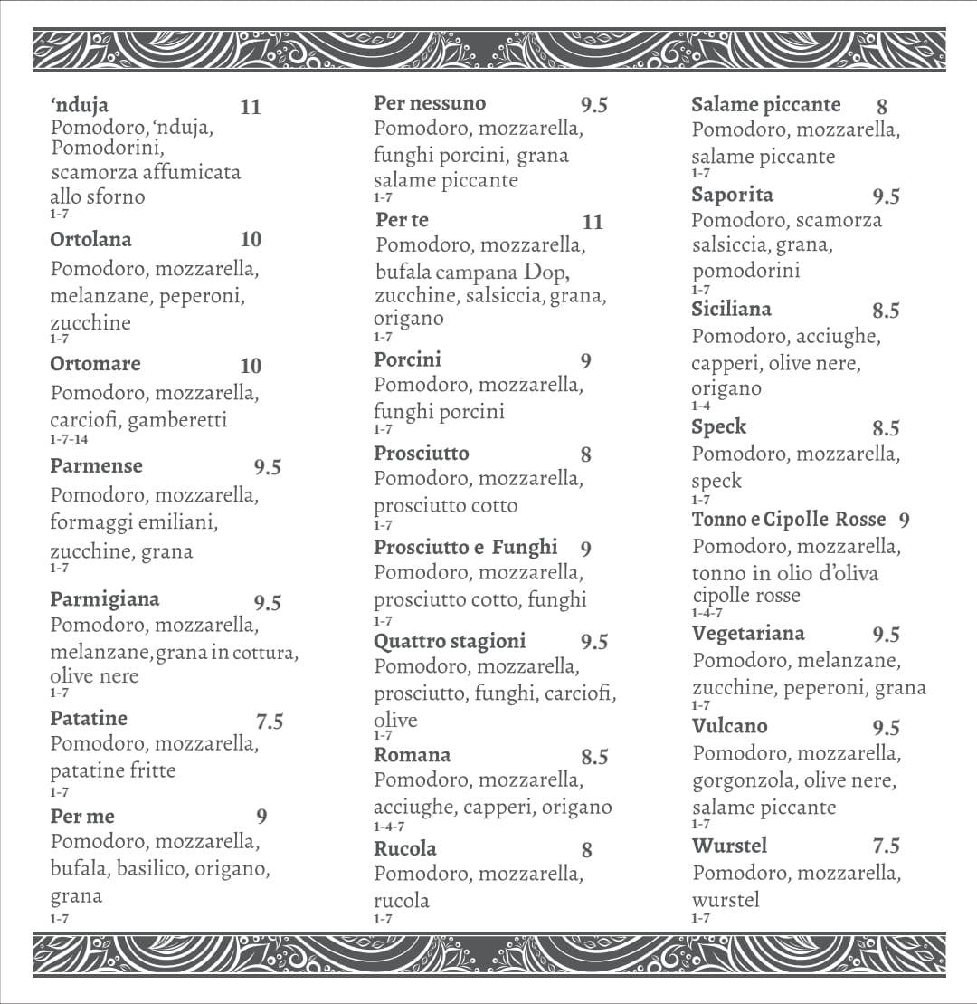 Menu di Zero Pizza Restaurant 