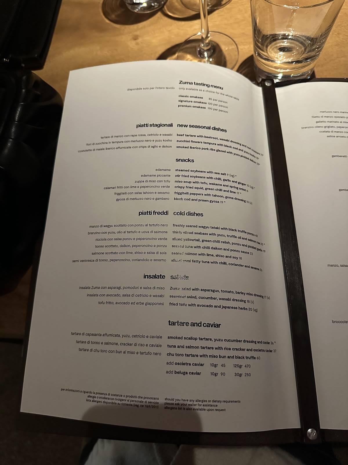 Menu di Zuma 