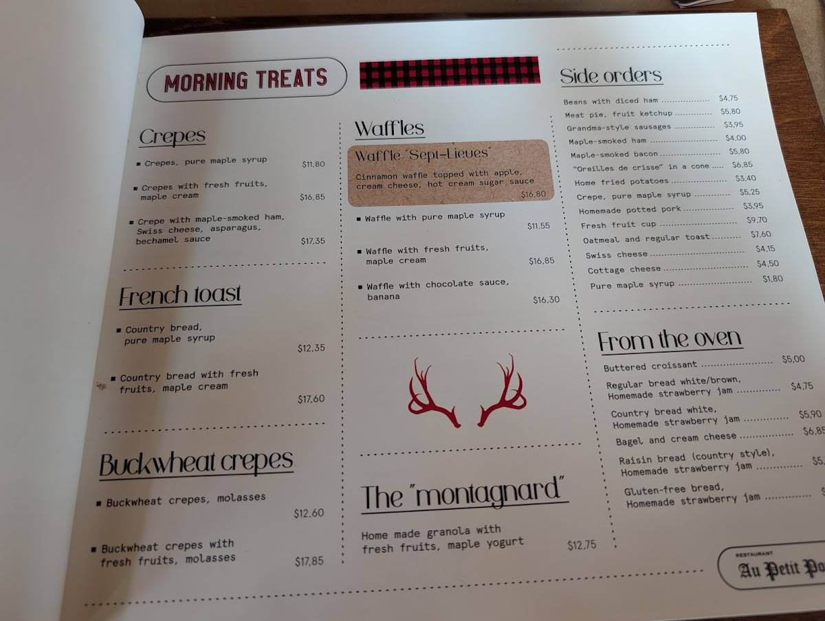 Menu de Restaurant au petit Poucet