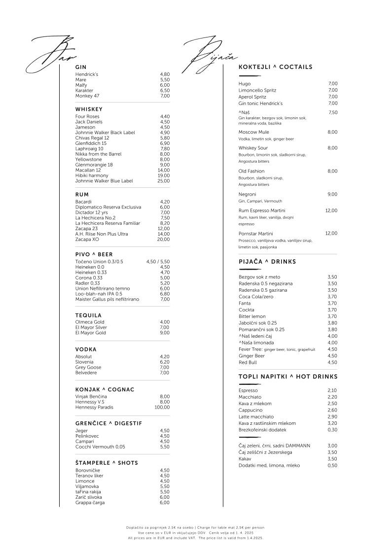 Menu di STEAKHOUSE by naša hiša 