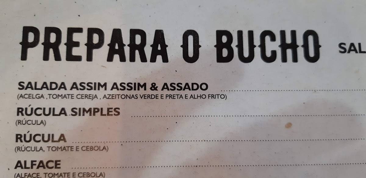 Restaurante Assim Assim & ASSADO cardápio