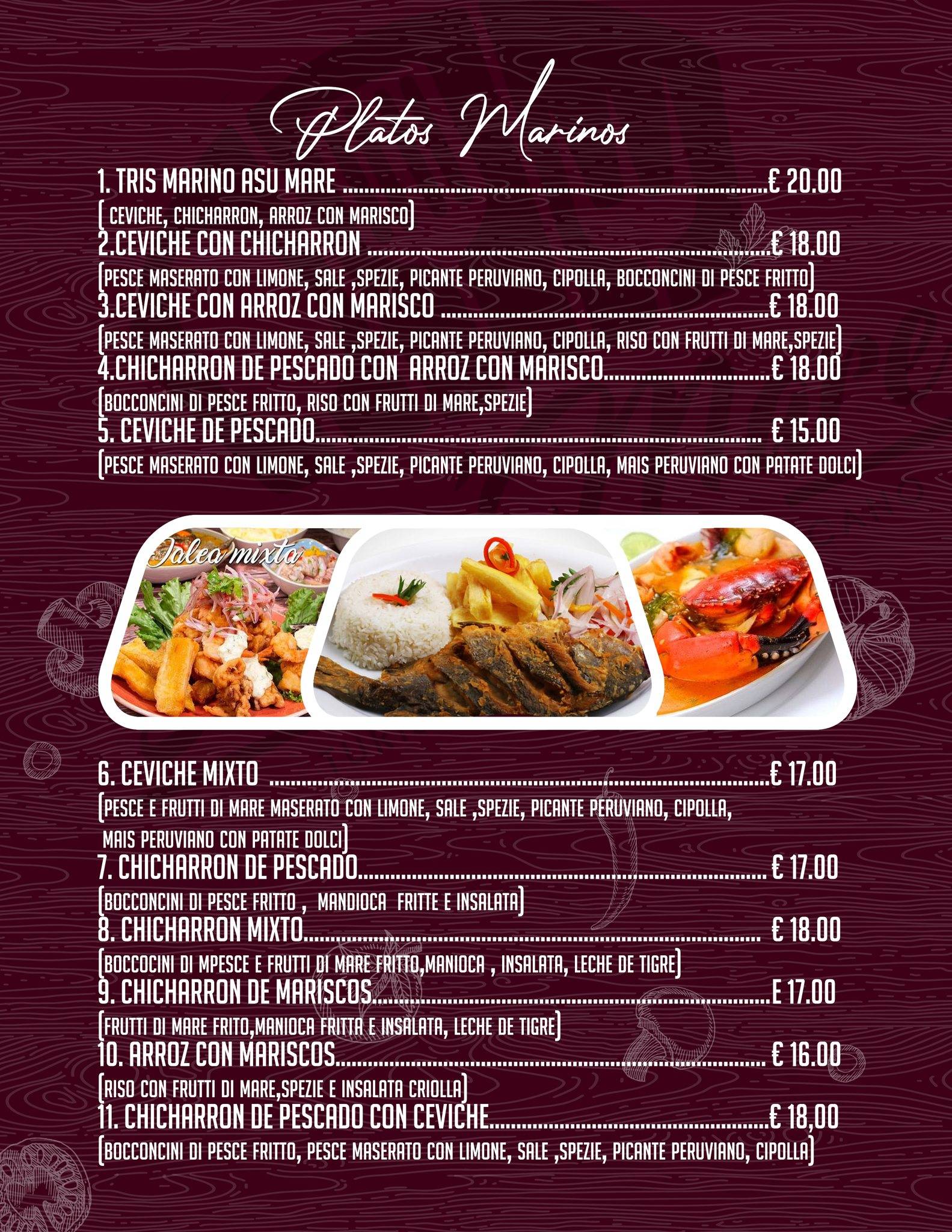 Menu di Asu Mare ristorante 