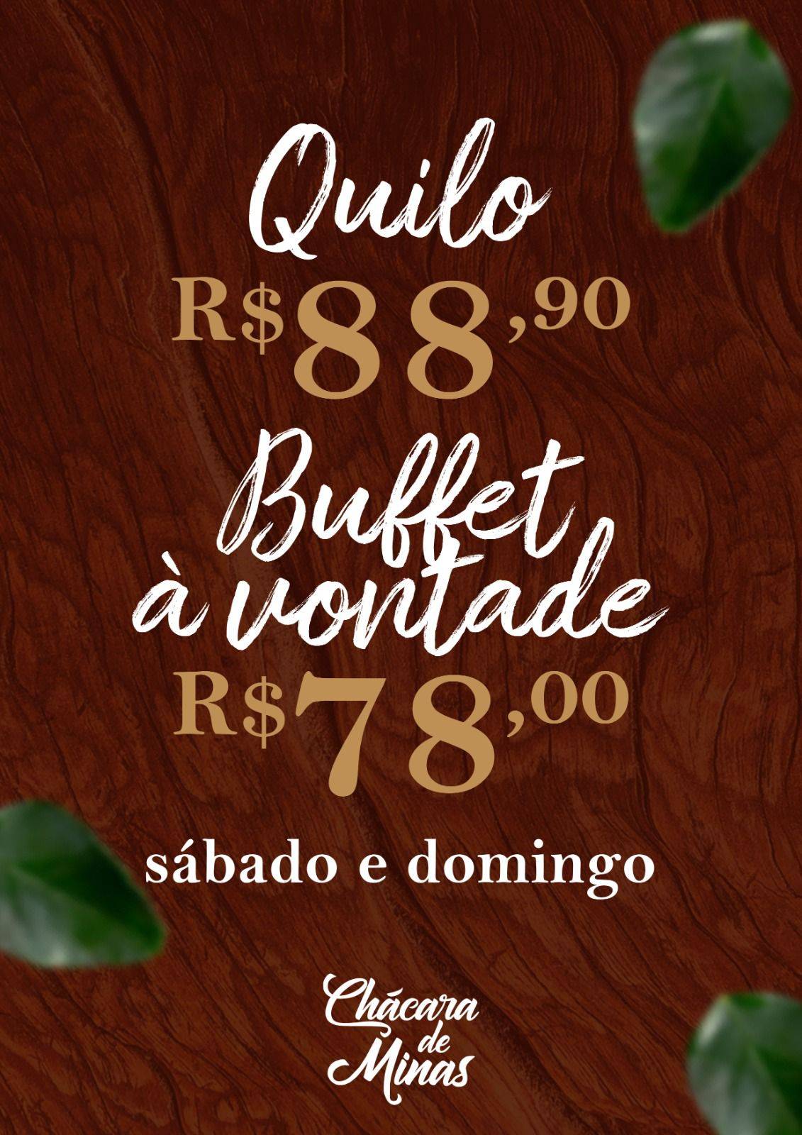 Restaurante Chácara de Minas cardápio