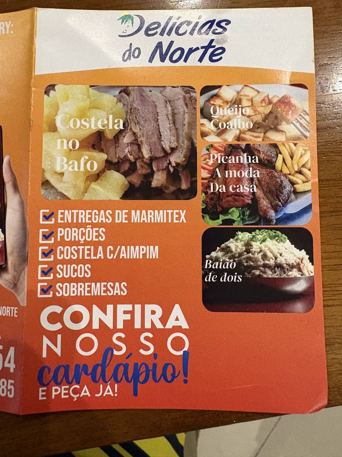 Restaurante Delícias do Norte cardápio