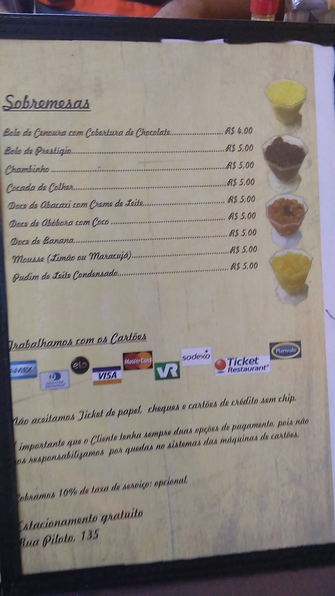 Restaurante Dona Cida cardápio