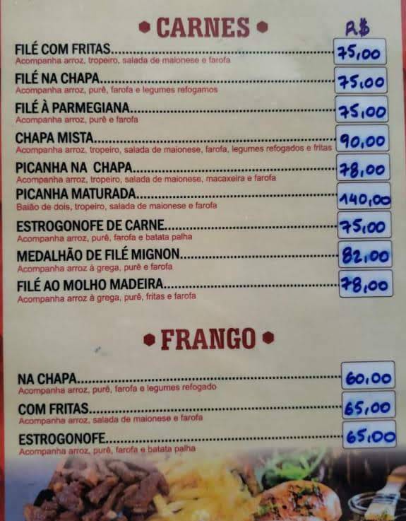 Restaurante João Do Camarão - Matriz cardápio