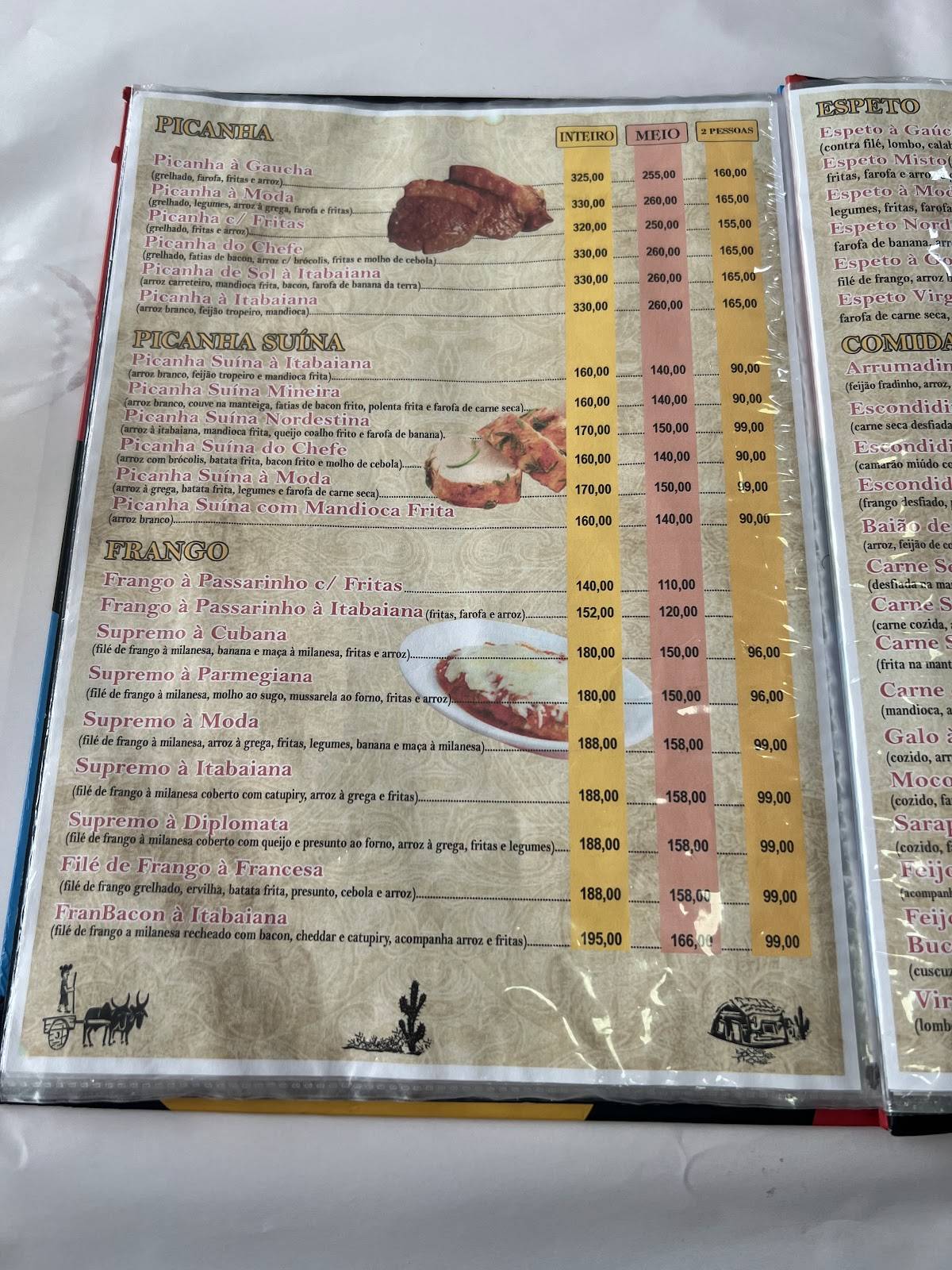 Restaurante Nordestino Itabaiana 3 cardápio