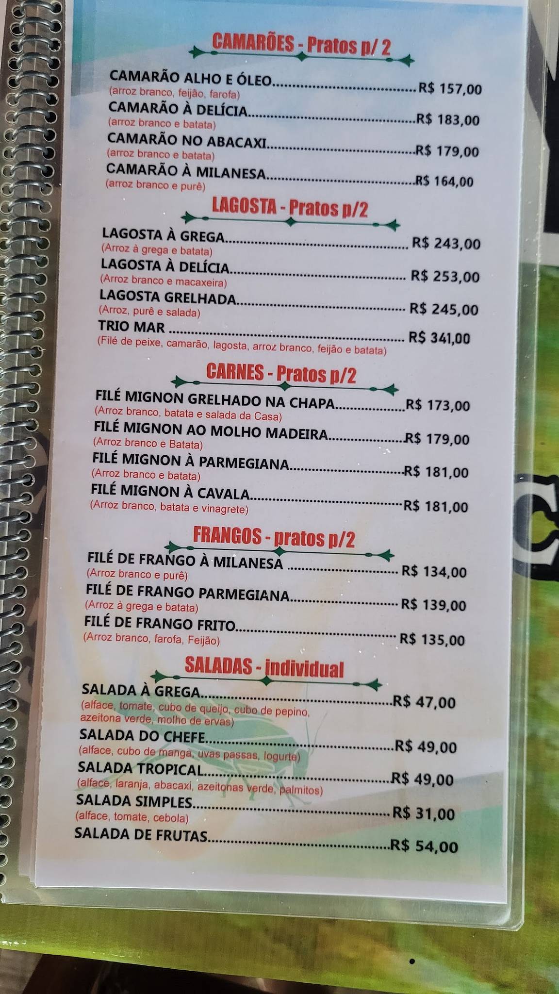 Restaurante Nova Esperança cardápio