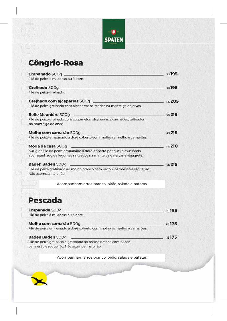 Restaurante Ponta de Baixo cardápio