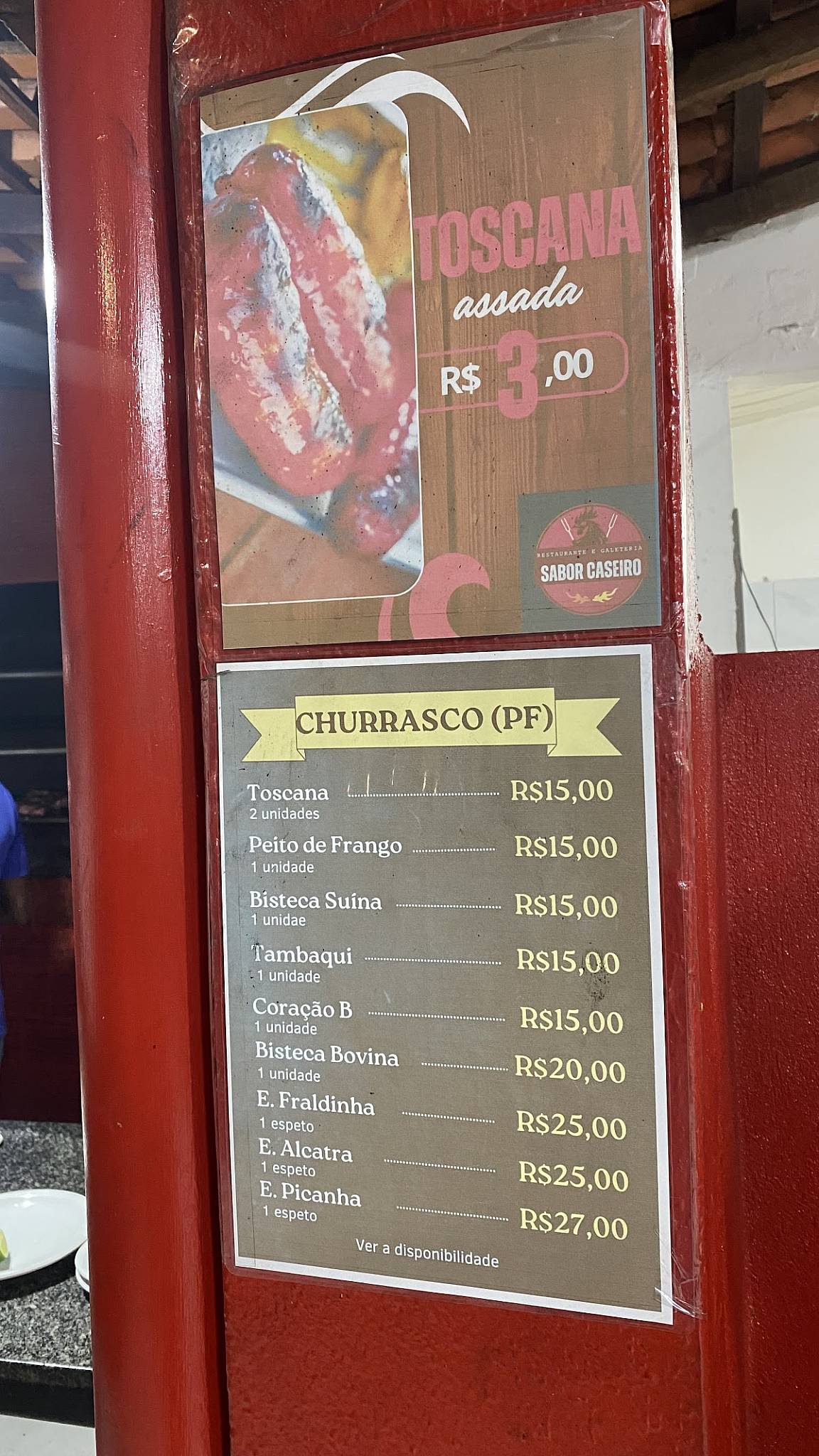 Restaurante Sabor Caseiro cardápio