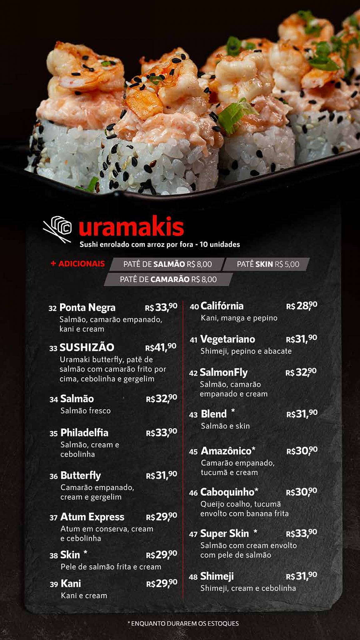 Restaurante Sushi Ponta Negra - Distrito cardápio