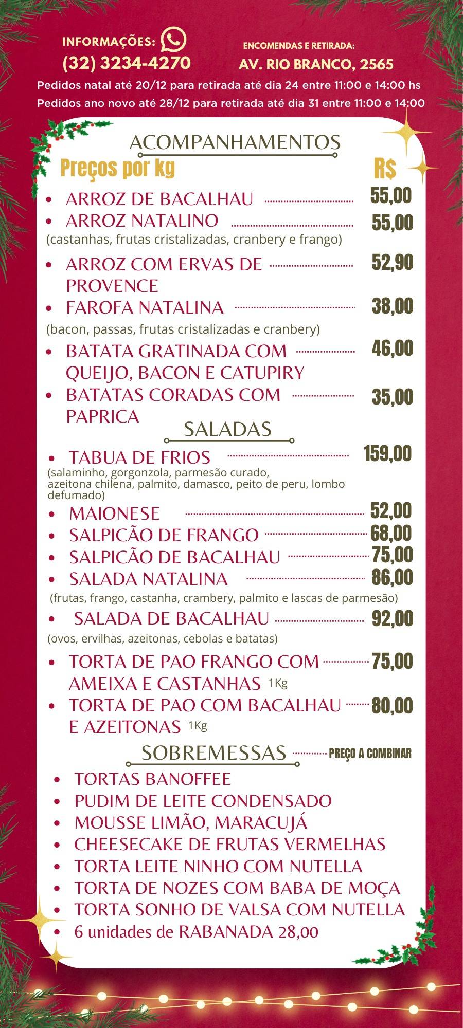Restaurante Trem da Terra cardápio