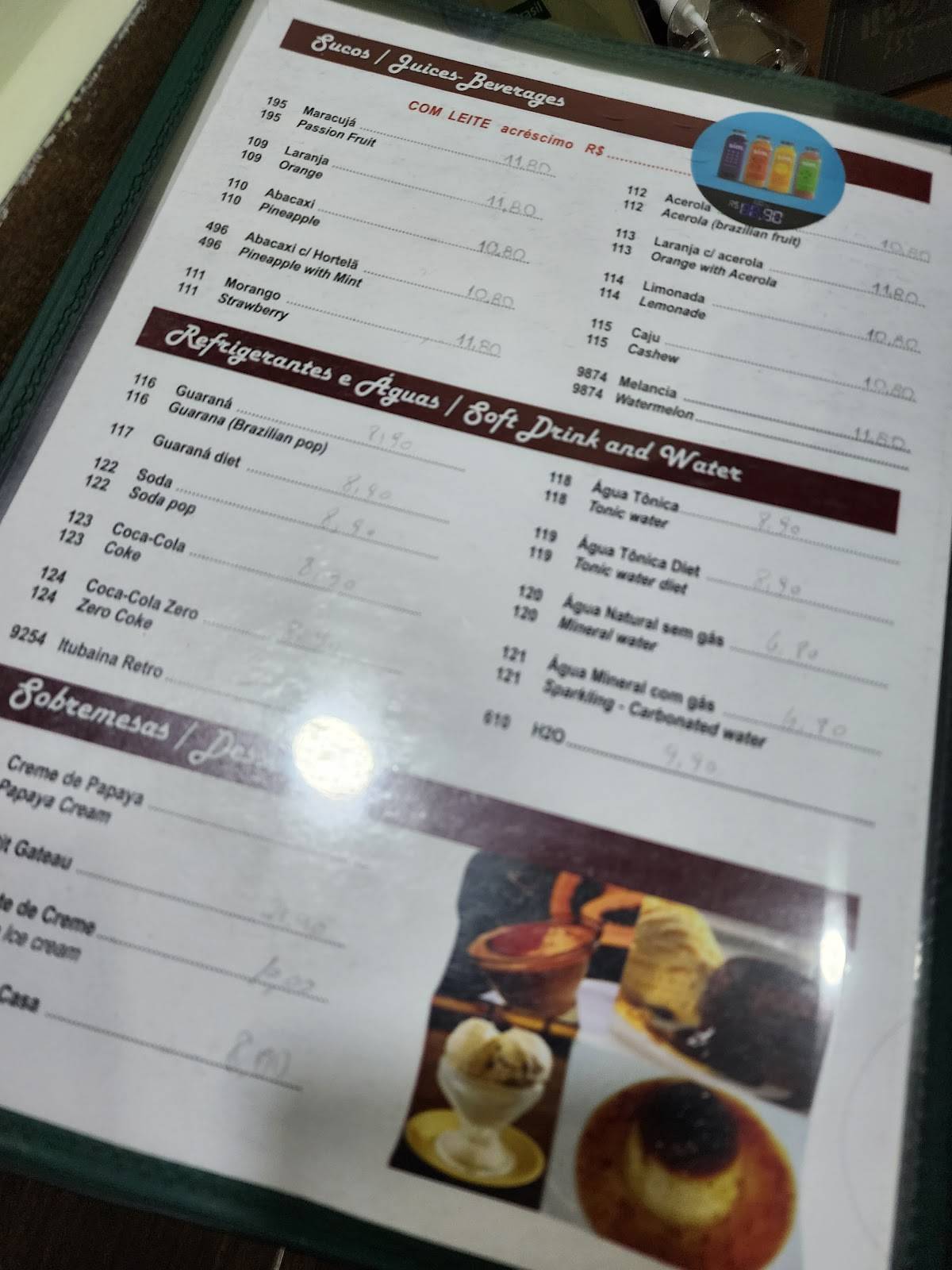 Restaurante via brasil cardápio