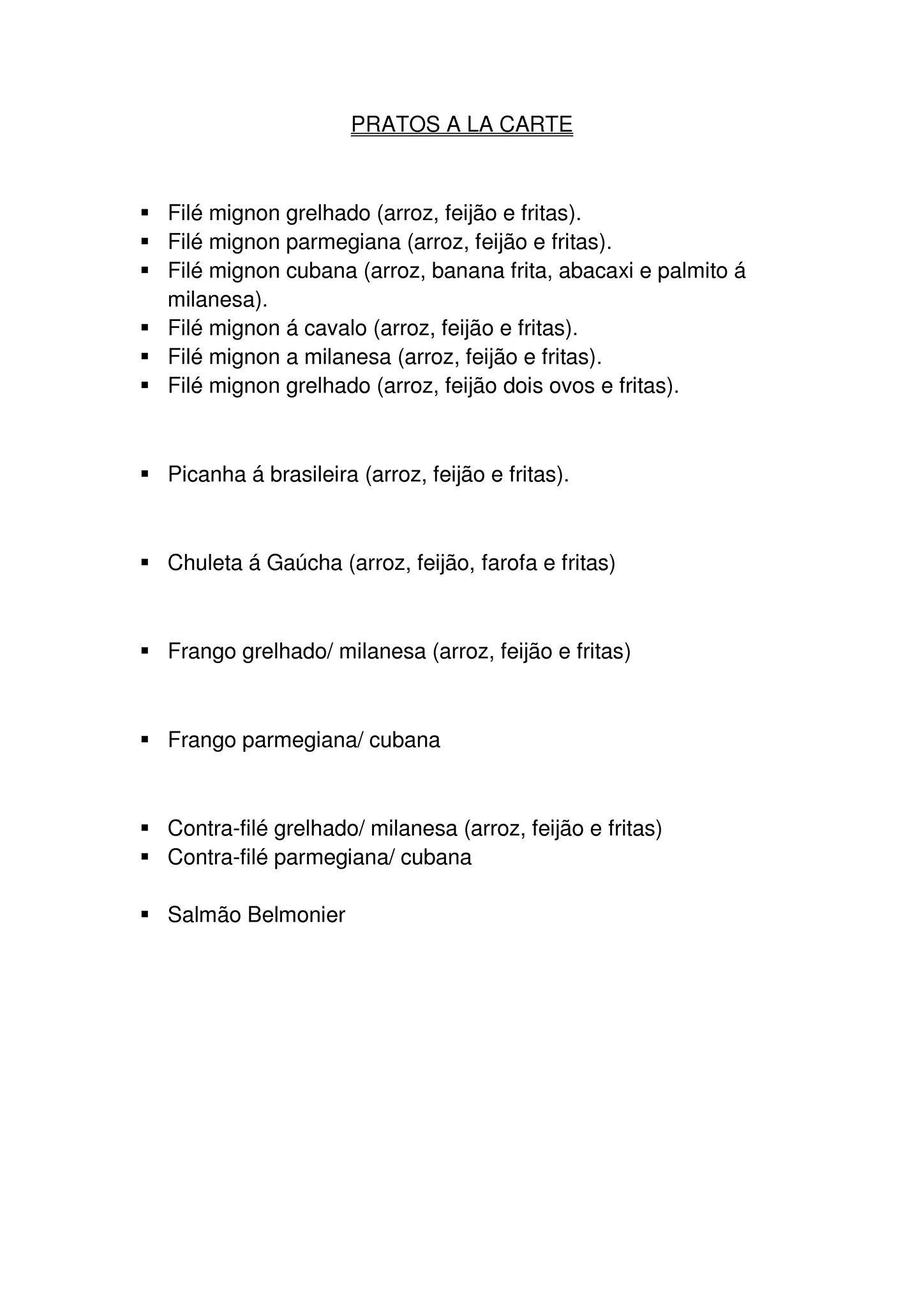 Restaurante Zezito cardápio