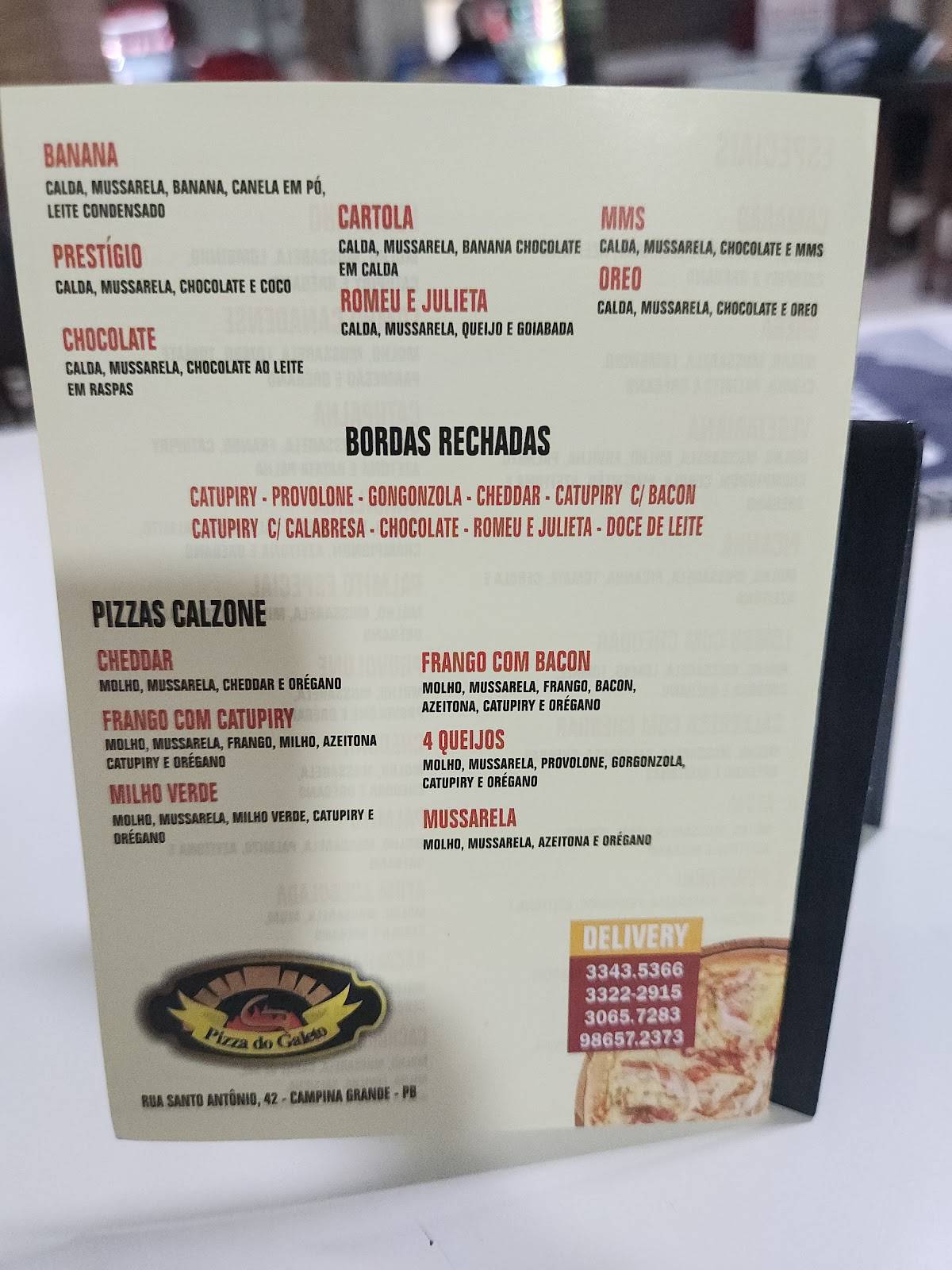 Restaurante e Pizzaria do Galeto cardápio