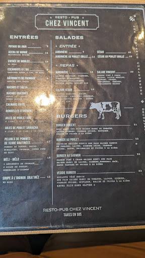 Menu de Resto-Pub Chez Vincent