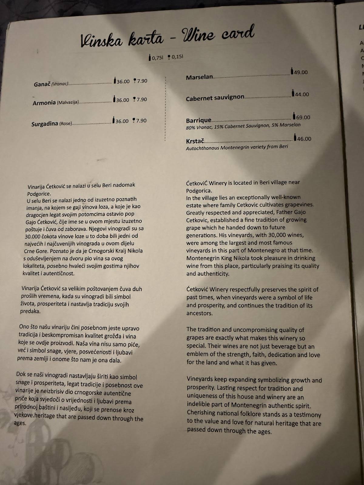 Menu de Restoran Armonia