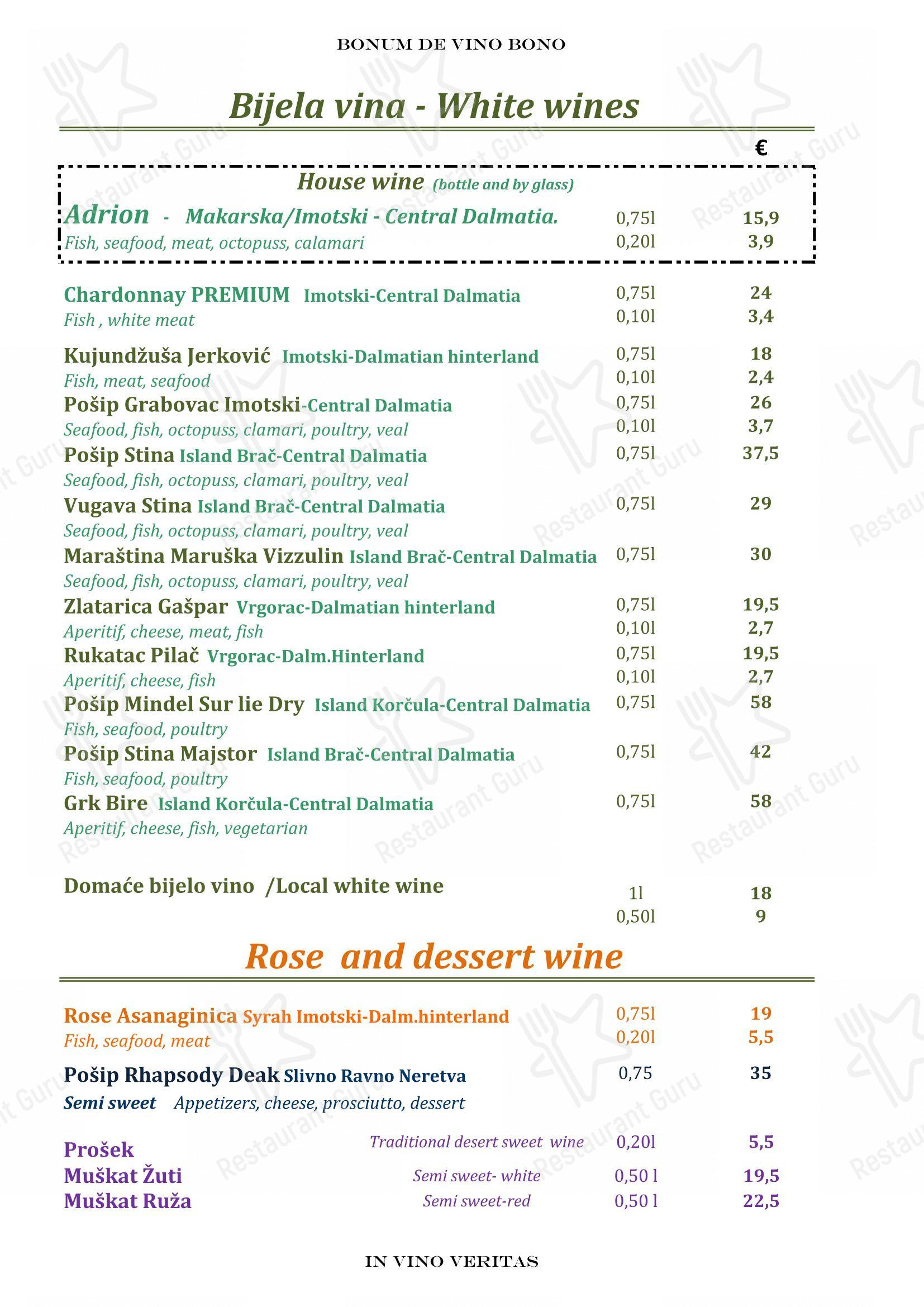 Menu bar per Restoran PULJIZ in Almissa