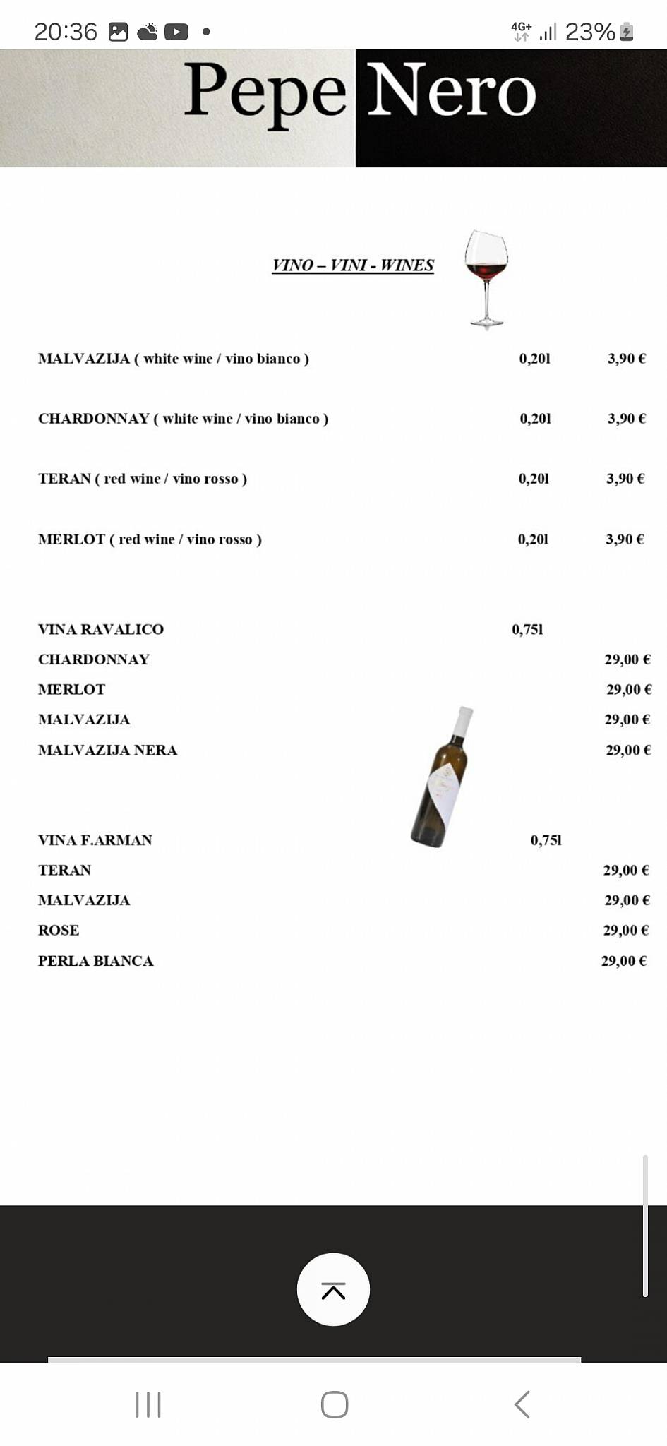 Menu di Restoran "PepeNero" 