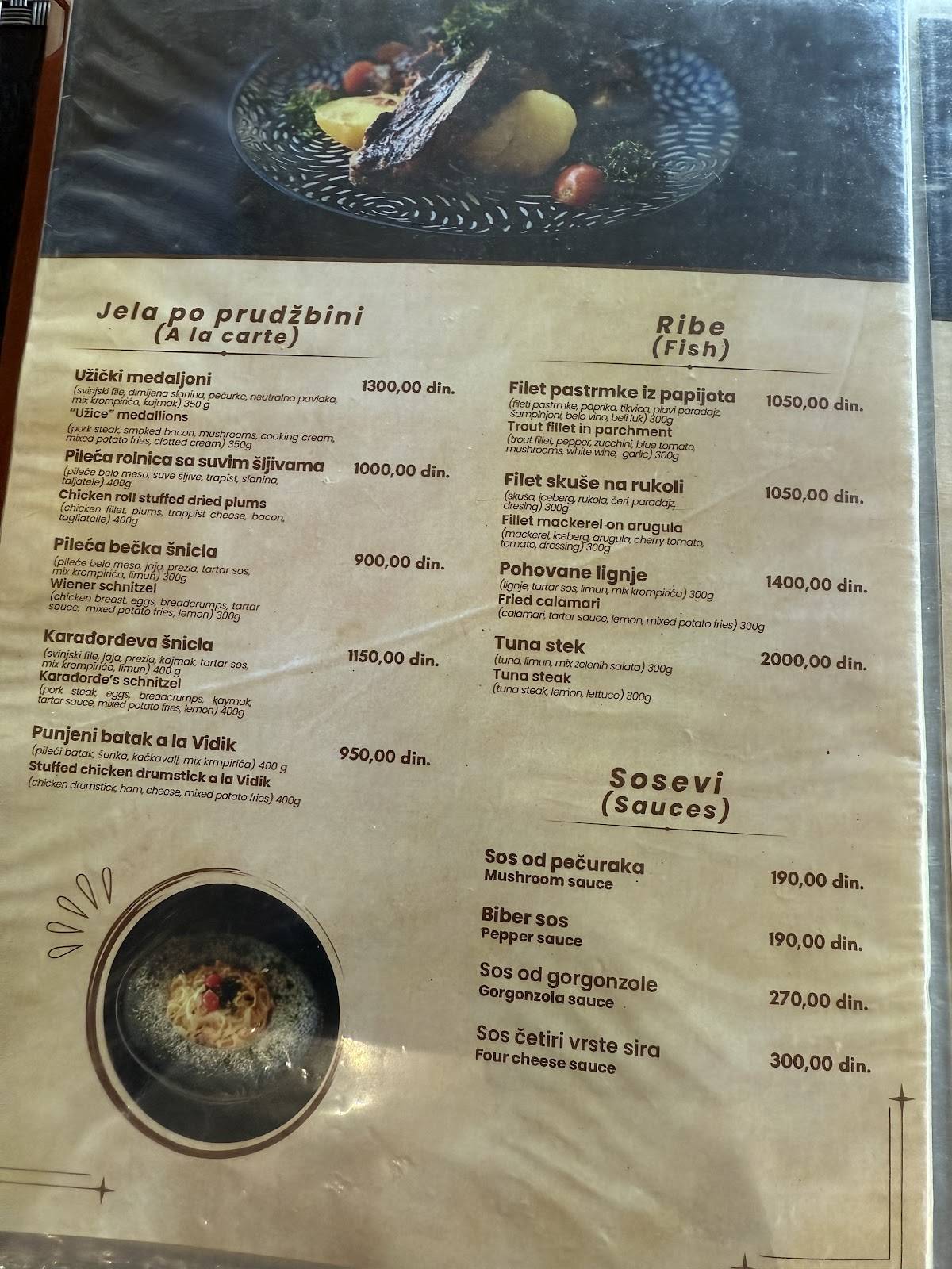 Menu de Restoran Vidik