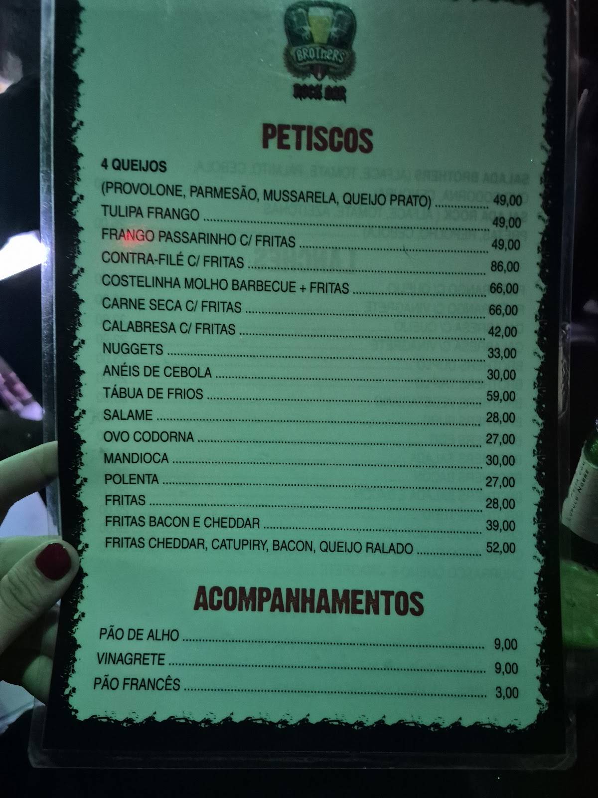 BROTHERS ROCK BAR cardápio