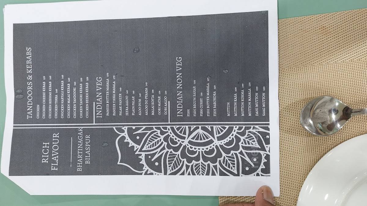 Rich Flavour menu