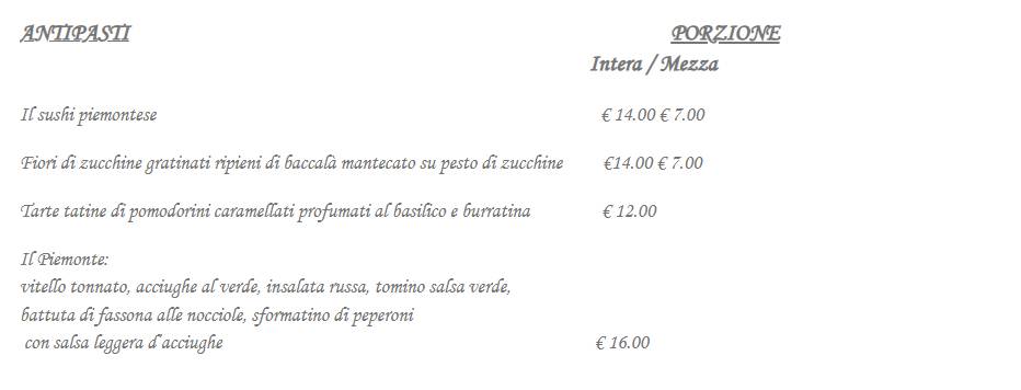 Menu di Ristorante Ricomincio da Tre 