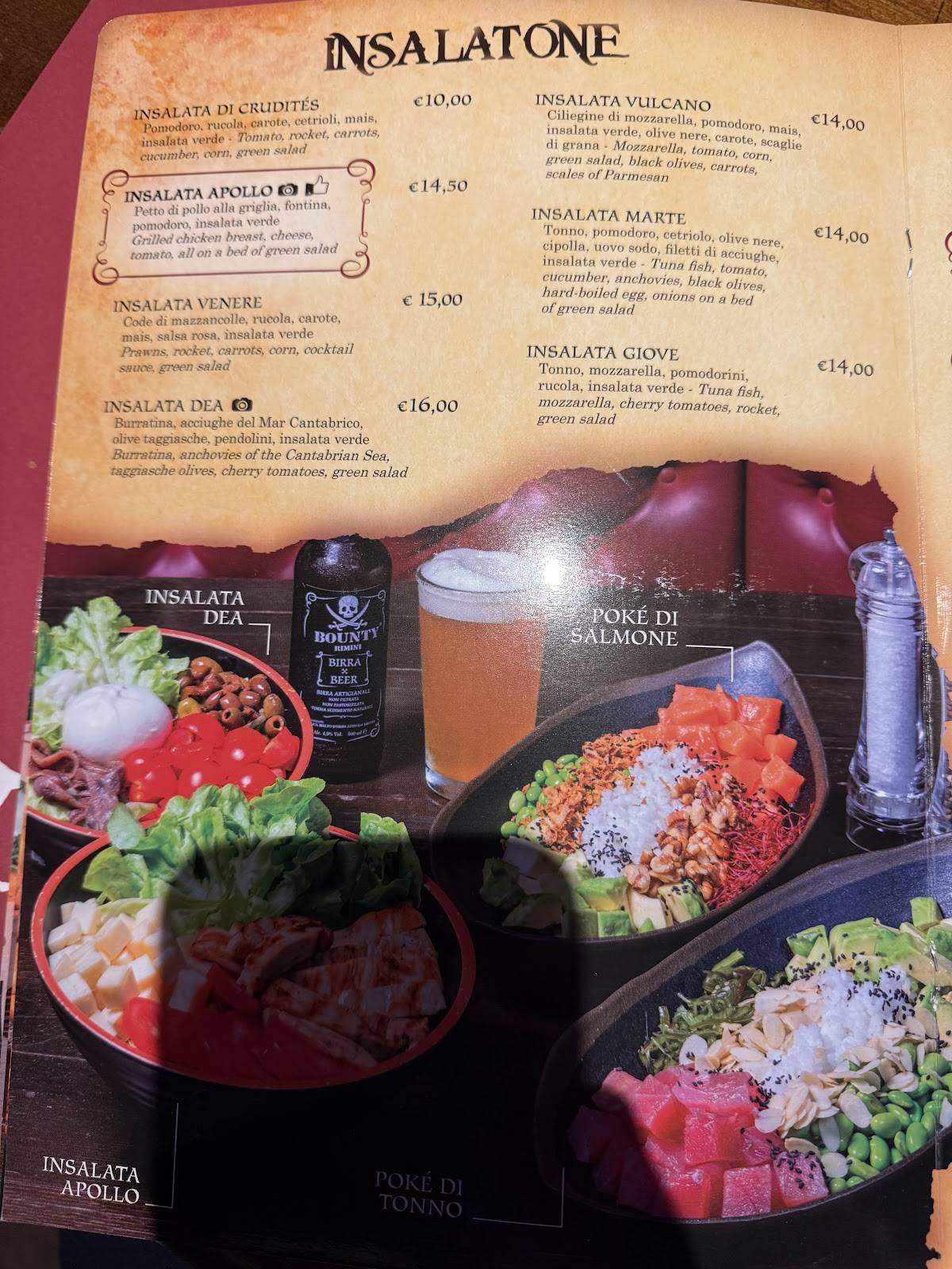Menu di Bounty Rimini 