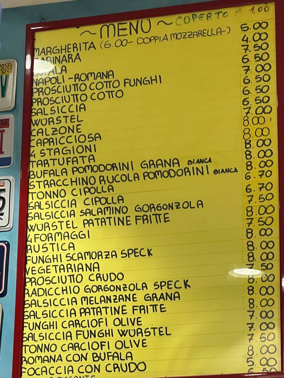 Menu di Pizzeria Mille Gusti Rimini 