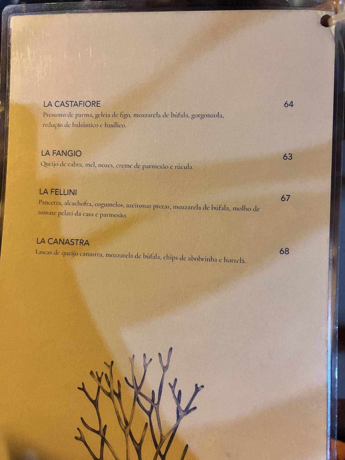 Canastra Trattoria cardápio