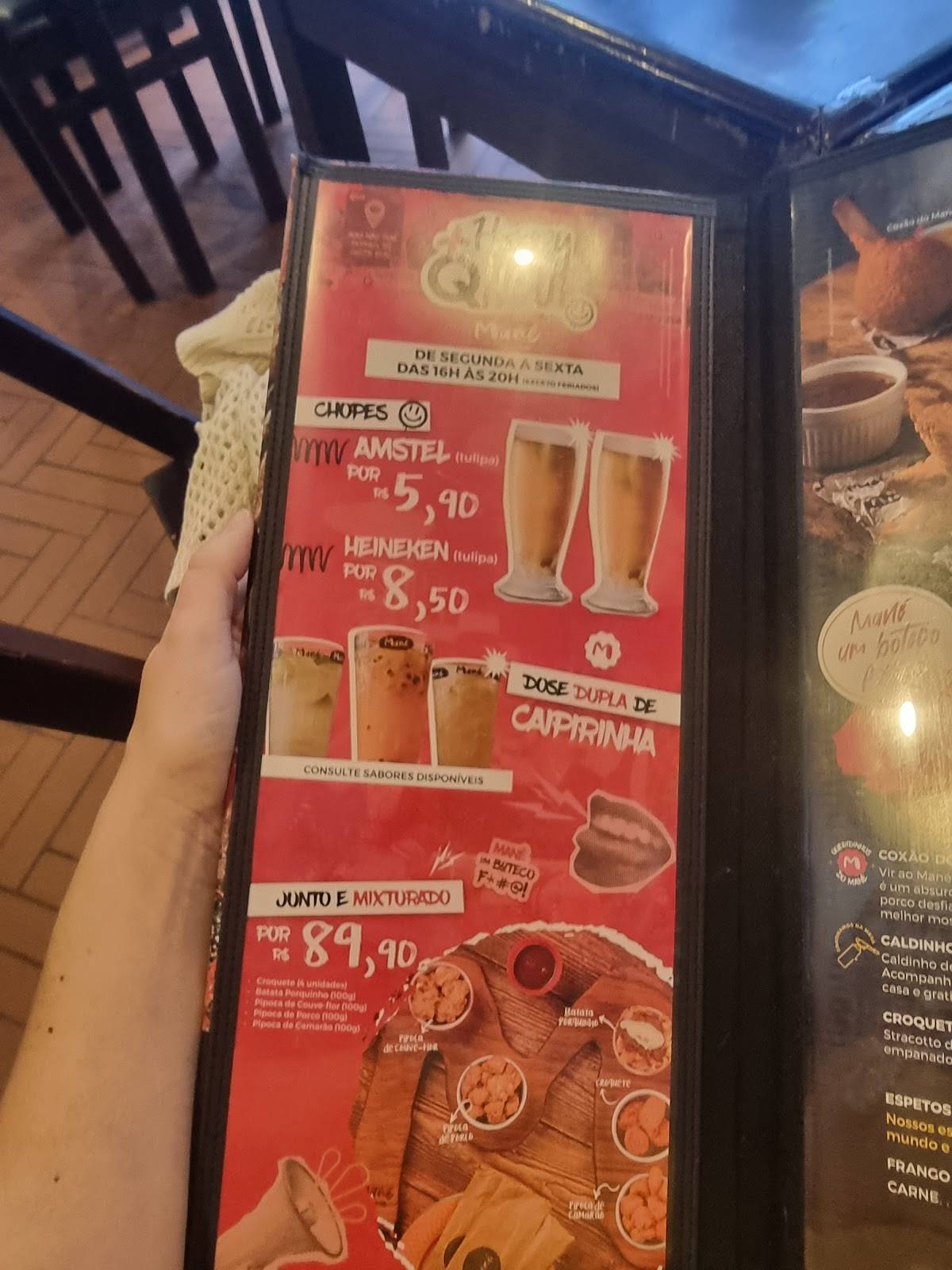 Mané Copacabana cardápio