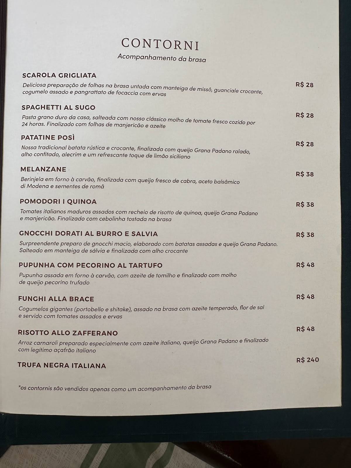 Menu em Posì Mozza & Mare restaurante, Rio de Janeiro