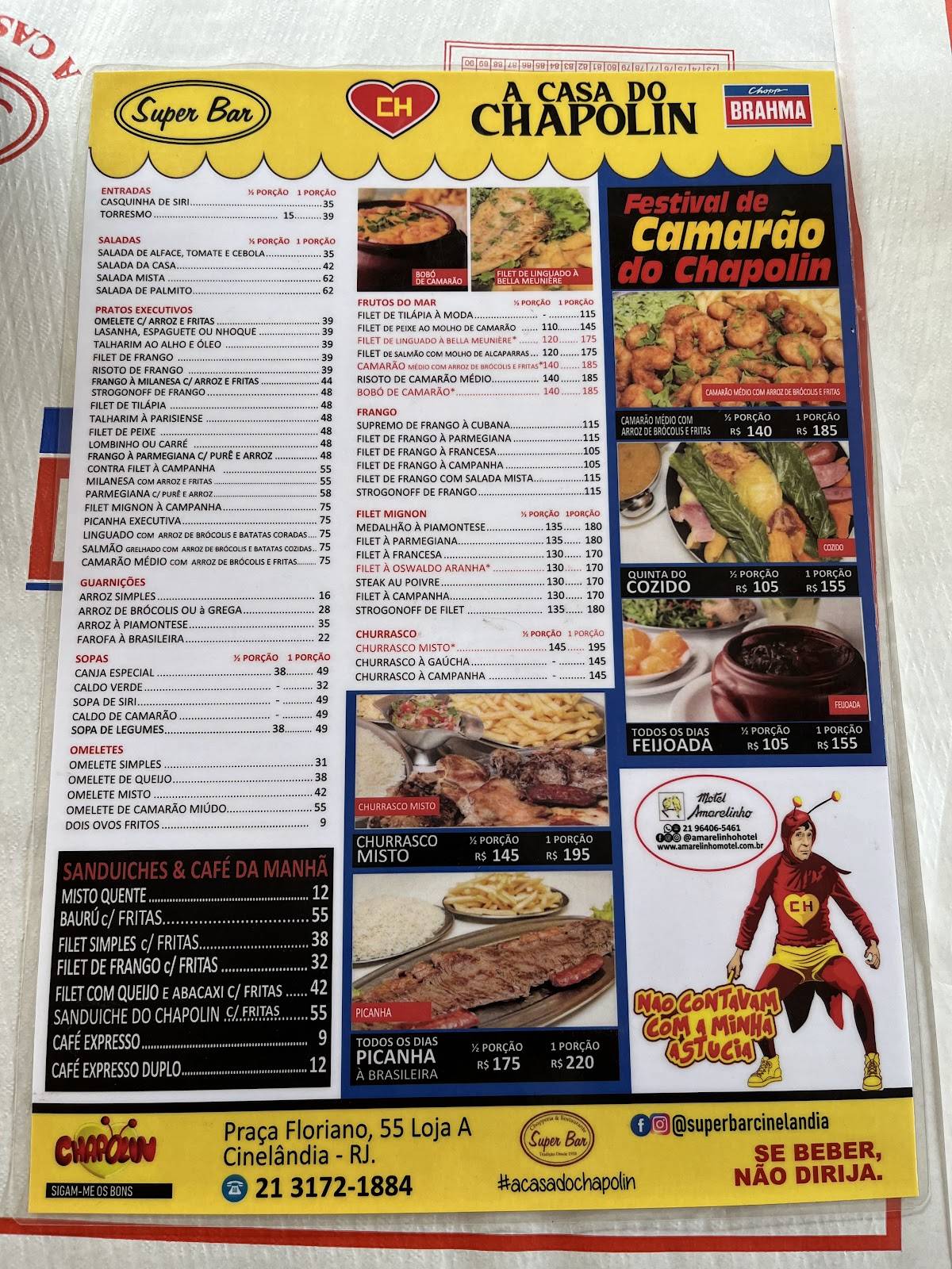 Super Bar - A Casa do Chapolin cardápio